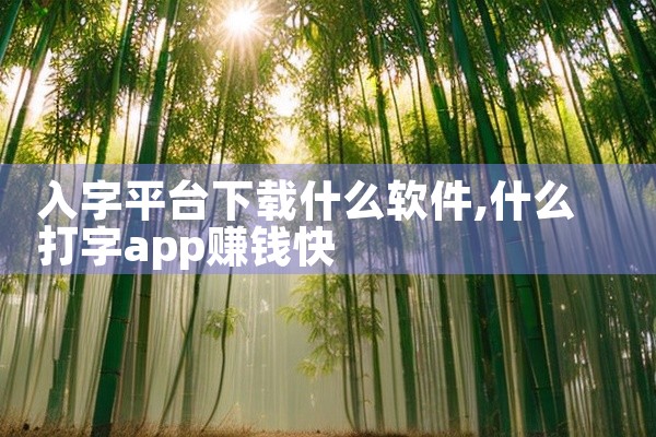 入字平台下载什么软件