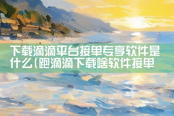 下载滴滴平台接单专享软件是什么
